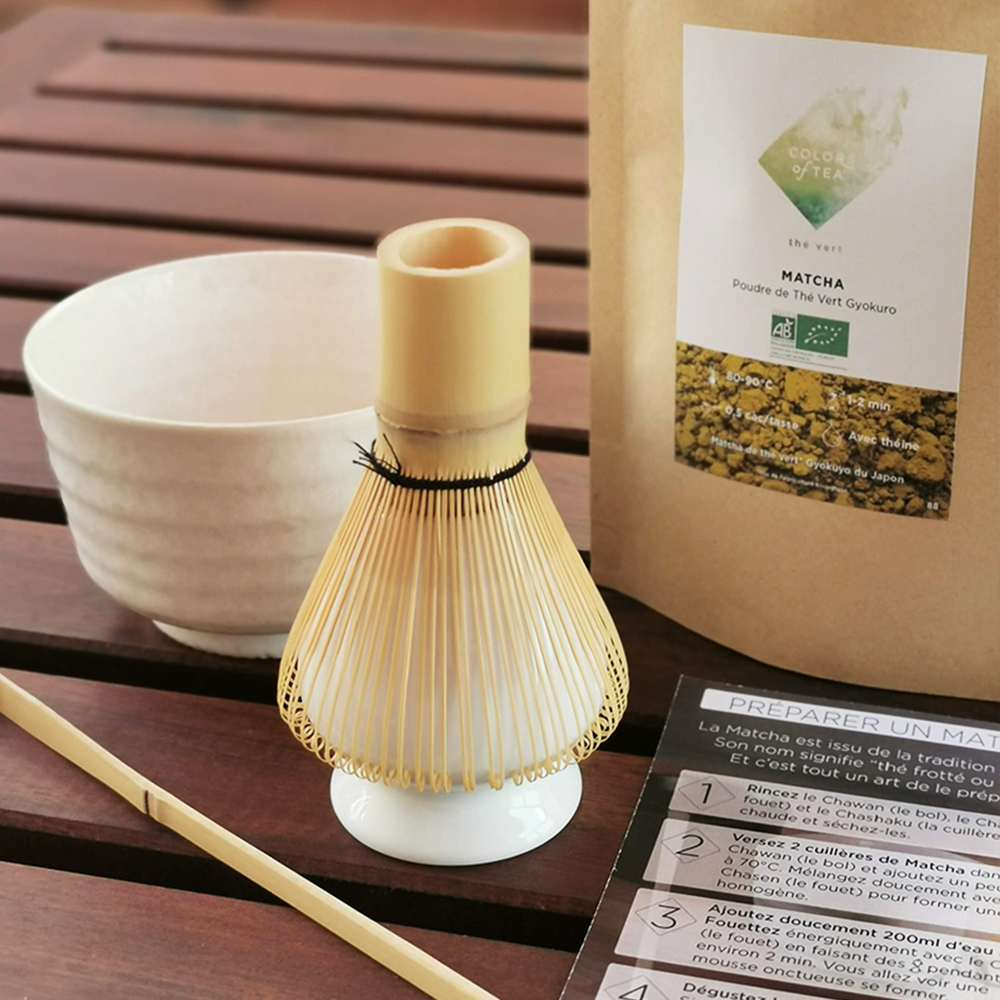 Matcha kit de fouet à matcha et cuillère en bambou, support pour