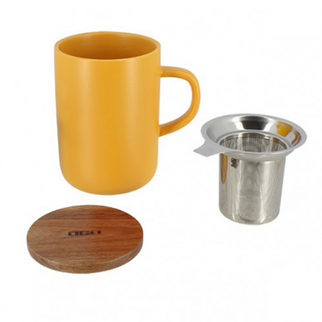 Mug en grès de 475 ml, couvercle en acacia et filtre en inox micro-perforé Colors of Tea