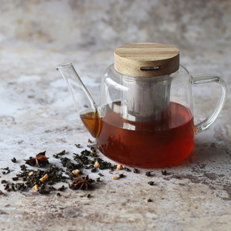 Théière en verre et couvercle en bois 680ml Colors of Tea