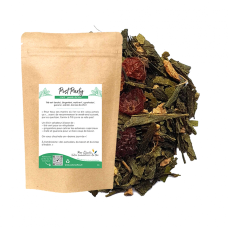 Mélange de thé vert et maté anti gueule-de-bois - Gingembre et guarana - Colors of Tea