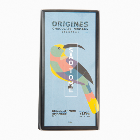 Tablette chocolat noir BIO 70% et éclats d'amandes - Origines - Colors of Tea