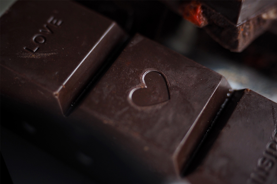 carré chocolat coeur love