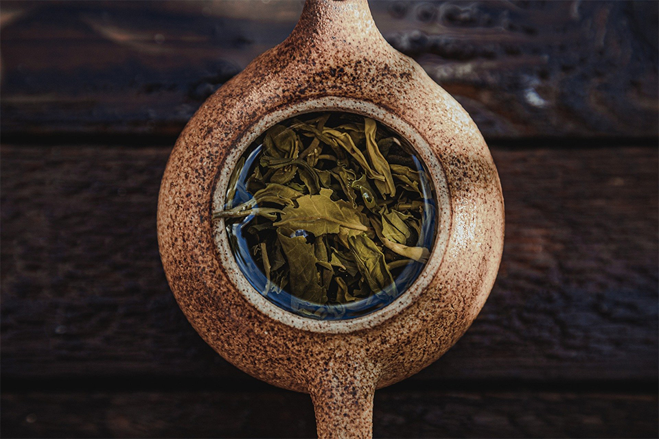 thé vert dans théière céramique colors of tea